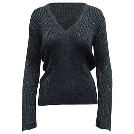 Chloé Chloe Lamé Rippstrickpullover aus marineblauer Viskose Blau Marineblau