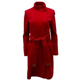 Diane von Furstenberg Felted Sabrina Coat in Red Wool Red