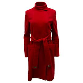 Diane Von Furstenberg-Diane von Furstenberg Felted Sabrina Coat in Red Wool-Red