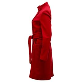 Diane Von Furstenberg-Diane von Furstenberg Felted Sabrina Coat in Red Wool-Red