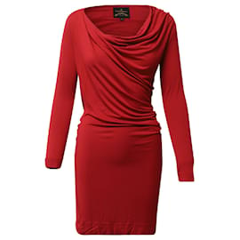 Vivienne Westwood-Vestido manga longa drapeado Vivienne Westwood Anglomania em viscose vermelha-Vermelho