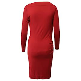 Vivienne Westwood-Vivienne Westwood Anglomania Draped Long Sleeve Dress in Red Viscose -Red