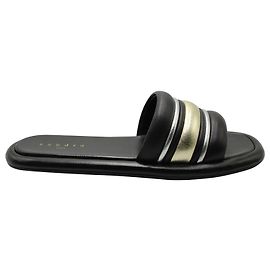 Sandro Paris Tam Slide Sandals in Black Leather  Black