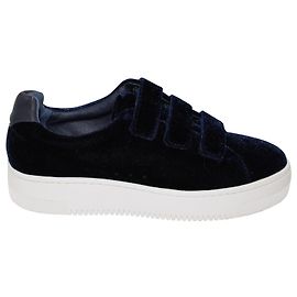 Sandro Paris Tênis cano baixo com velcro em veludo azul marinho Azul Azul marinho