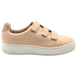 Sandro- Sandro Paris Velcro Low Top Sneakers in Light Pink Leather-Pink
