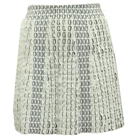 Alaïa-Alaia Knit Skirt with Vertical Frills in White Viscose-White