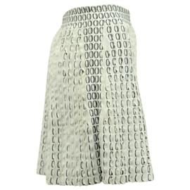 Alaïa-Alaia Knit Skirt with Vertical Frills in White Viscose-White