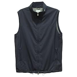 Brunello Cucinelli-Brunello Cucinelli Zip Up Vest in Navy Blue Nylon-Navy blue