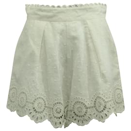 Zimmermann-Zimmermann Short Bellitude Festonné en Lin Blanc-Blanc