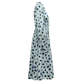 Altuzarra-Altuzarra Donrine Floral Print Midi Dress in Blue Cotton-Blue
