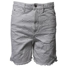 Isabel Marant Etoile Bermuda Distressed em Denim Branco de Algodão Branco