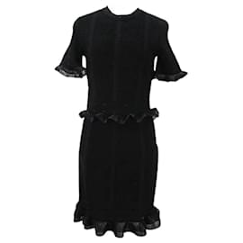 Alexander Mcqueen-Alexander McQueen ALEXANDER MCQUEEN knee length frill dress S black half sleeve stretch made in Italy ladies-Black