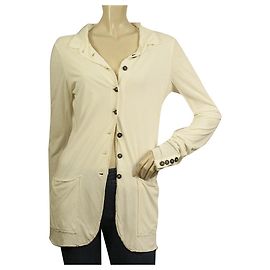 Rundholz DIP Off White Button Front Pocket Long Cardigan Leichte Jacke Gr. S Weiß