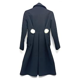 Louis Vuitton-LOUIS VUITTON Louis Vuitton mink fur bonbon with zip up ladies coat long coat wool ladies black-Black