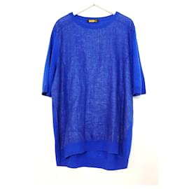 Zilli-Zilli Blue Linen, Cashmere & Silk Top-Blue