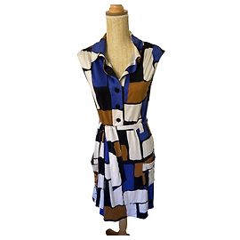 Robe Diane Von Furstenberg en soie Marron Blanc Bleu Marron Blanc Bleu