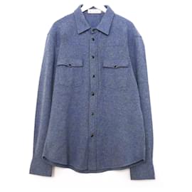 Brunello Cucinelli-Brunello Cucinelli knitted long sleeve shirt-Blue