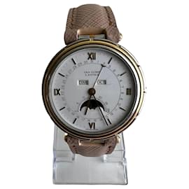 Montre Homme Vintage Van Cleef & Arpels Signée 35MM La Collection MOONPHASE / 35001 18K Or Jaune / Acier Inoxydable Vintage Beige Jaune