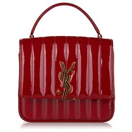 Saint Laurent Bolso bandolera Vicky de charol rojo Roja