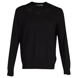 Givenchy-Givenchy Sweatshirt mit Sternenapplikation aus schwarzer Wolle-Schwarz