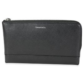 The Row Tiffany Black Grained Calfskin Leather Zip Wallet  Black