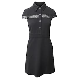 Maje-Maje Riloi Lace Detail A-Line Mini Dress in Black Polyester-Black
