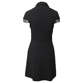 Maje-Maje Riloi Minikleid in A-Linie mit Spitzendetail aus schwarzem Polyester-Schwarz