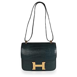 Hermès-Hermes Nib  Vert Rousseau Matte Alligator Constance 24 GHW-Black