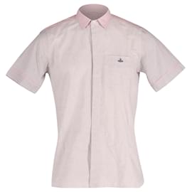 Vivienne Westwood-Vivienne Westwood Classic Short Sleeve Button Front Shirt in Pink and Grey Cotton -Multiple colors
