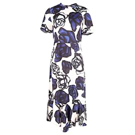Marni-Marni Roma Floral Print Midi Dress in Blue Viscose-Other