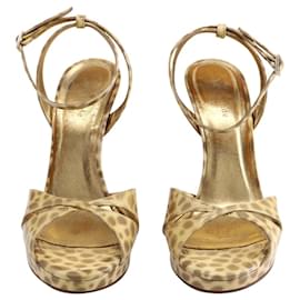 Kate Spade-Kate Spade Ocelot Wedge Sandals in Gold Patent Leather-Golden