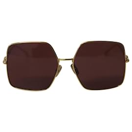 Fendi-Fendi Square Frame Sunglasses in Gold Metal-Golden