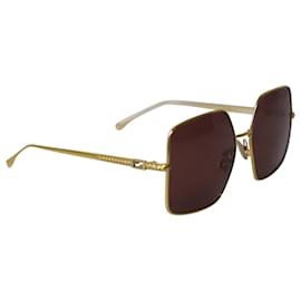Fendi-Fendi Square Frame Sunglasses in Gold Metal-Golden