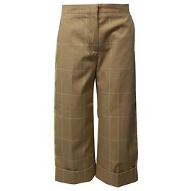 Off White Off-White Grid Cropped-Hose mit weitem Bein aus khakifarbenem Polyester Grün Khaki
