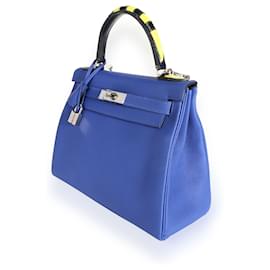 Hermès-Hermes Limited Edition Bleu Electrique Togo Au Trot Retourne Kelly 28 PHW-Blue