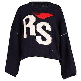 Raf Simons I Love RS Kurzer Pullover aus marineblauer Wolle Blau Marineblau