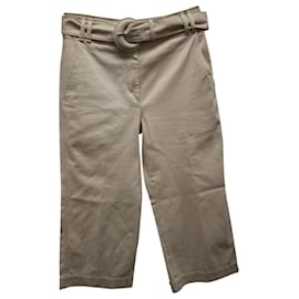 Proenza Schouler-Proenza Schouler Belted Pants in Beige Cotton-Beige