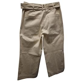Proenza Schouler-Proenza Schouler Belted Pants in Beige Cotton-Beige