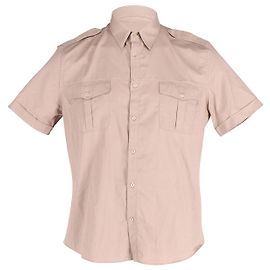 Gucci Short Sleeve Button Front Shirt in Beige Cotton  Brown Beige