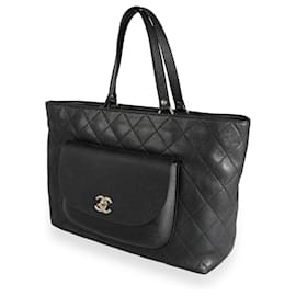 Chanel-Chanel Black Quilted Calfskin &amp; Caviar Daily Round Tote -Black
