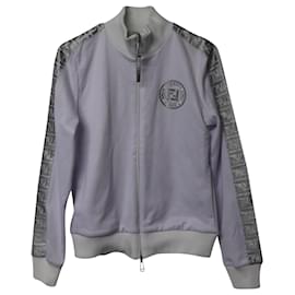 Fendi-Fendi Zip Up Track Jacket in White Cotton-White