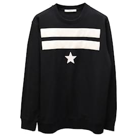 Givenchy-Givenchy Sweatshirt with White Star and Stripes in Black Cotton-Black