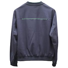 Prada-Prada Sweater with Zipped Pockets and Neon Green Accents in Navy Blue Polyester-Blue