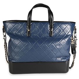 Chanel Black & Blue Gestepptes Kalbsleder Große Gabrielle Einkaufstasche Andere