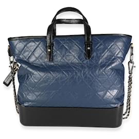 Chanel-Chanel Black & Blue Quilted Calfskin Large Gabrielle Shopping Tote -Other