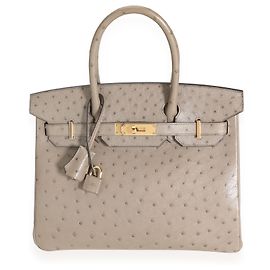 Hermès Hermes Gris Tourterelle Birkin di struzzo 30 GHW Carne