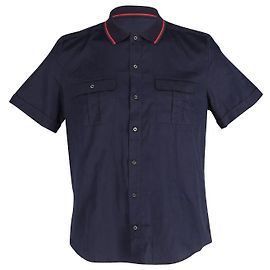 Camicia Gucci con colletto a righe in cotone blu navy Blu navy
