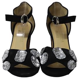 Bionda Castana-Bionda Castana Crystal-Embellished Maggie Sandals in Black Suede-Black