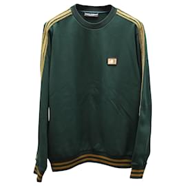 Dolce & Gabbana-Dolce & Gabbana Sweatshirt with Gold Stripes in Green Cotton-Green
