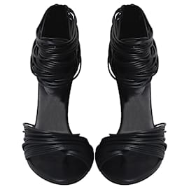 Bottega Veneta-Bottega Veneta Sandália de salto alto com tiras em couro preto-Preto